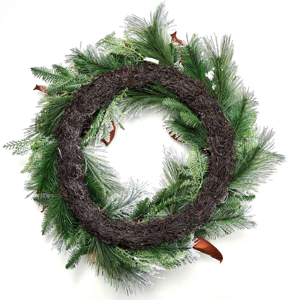 30 inch winter white wreath back side