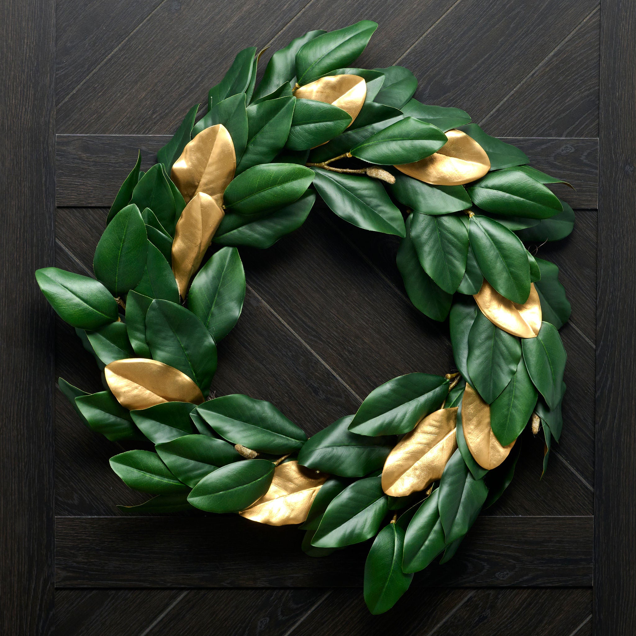 30” Green & Gold Magnolia Wreath