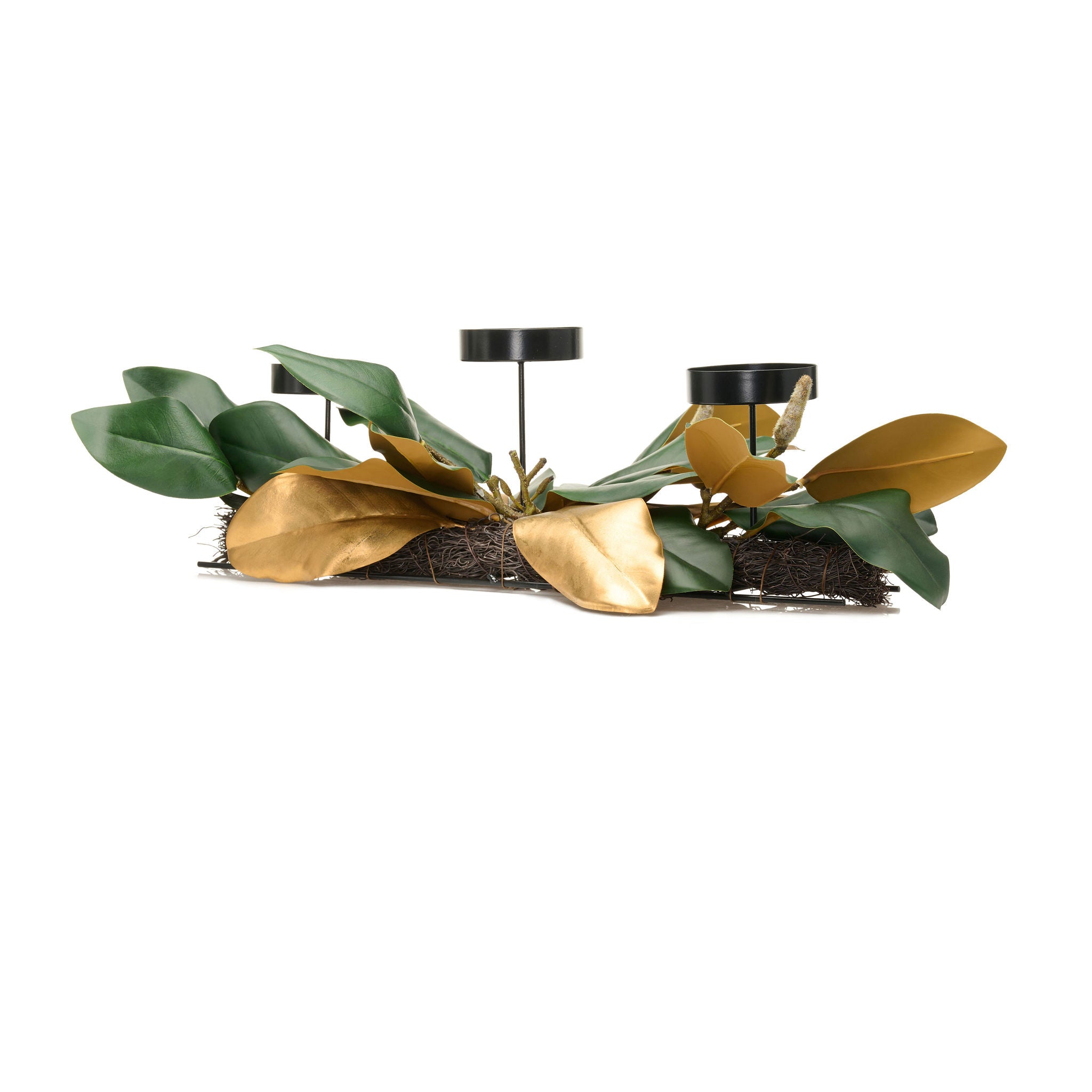 26" Green & Gold Magnolia Centerpiece