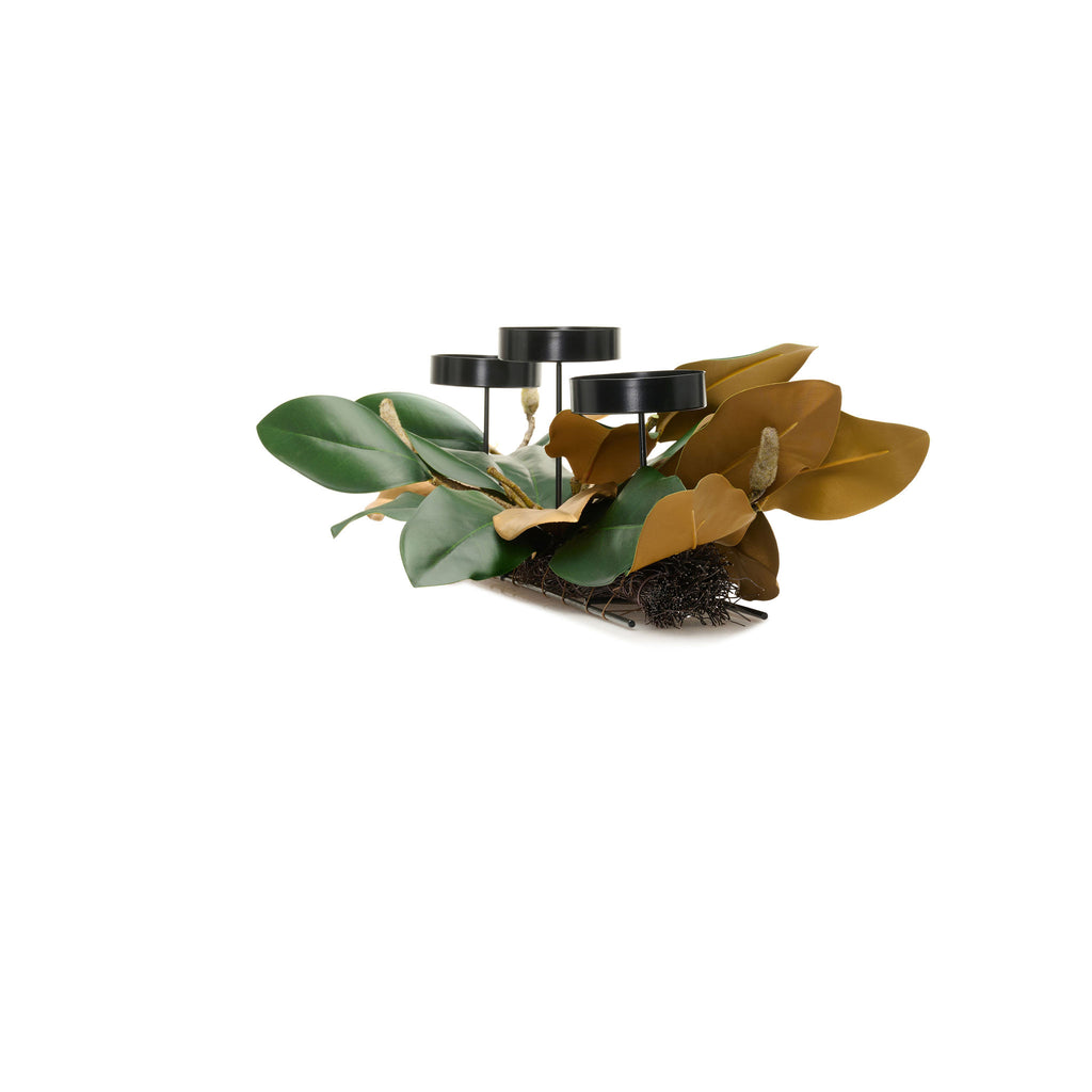 26" Green & Gold Magnolia Centerpiece