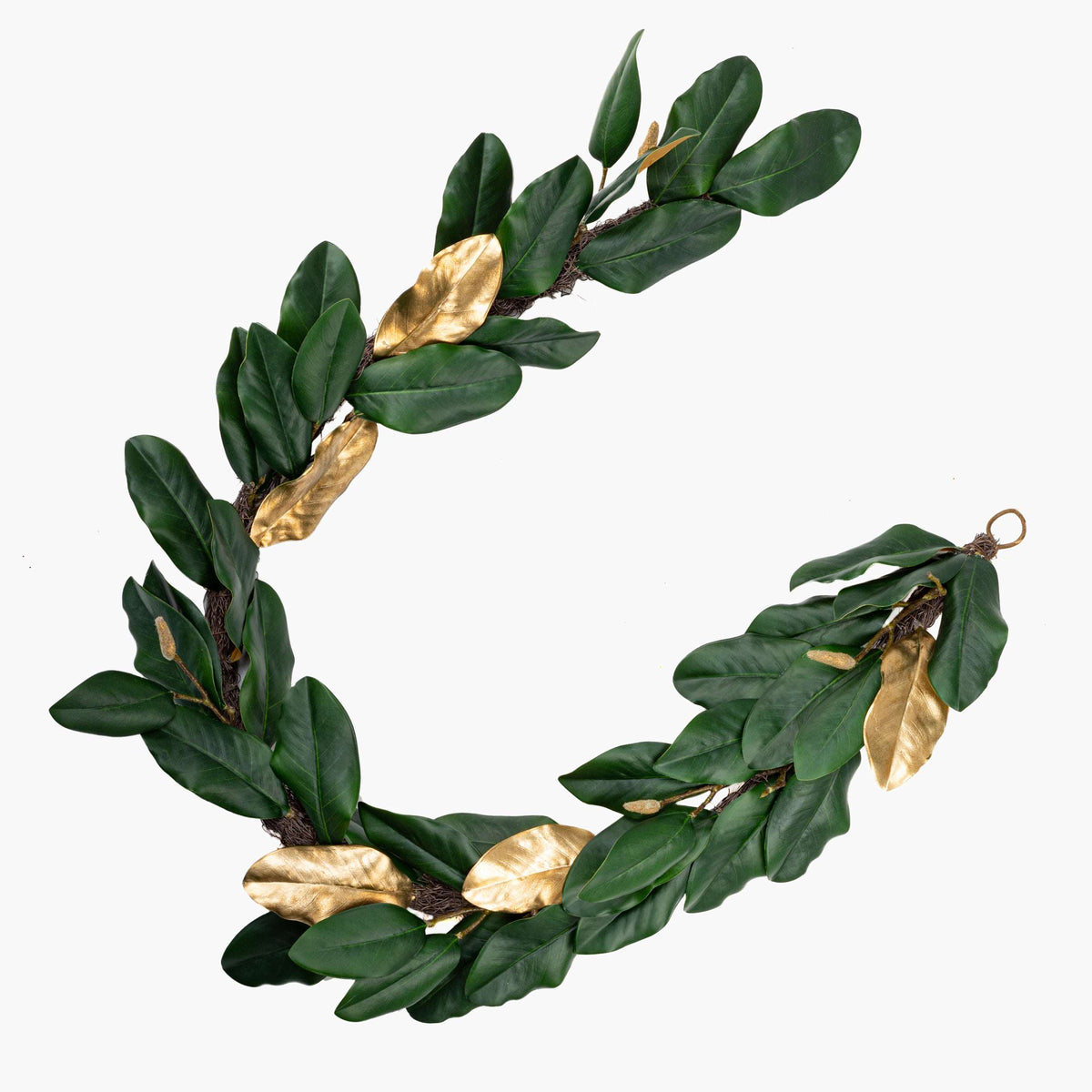 6ft Green & Gold Magnolia Garland