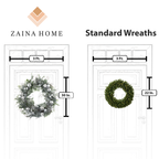 30 inch Silver Balls and Foliage Wreath vs Regular Wreath - Size Comparison
