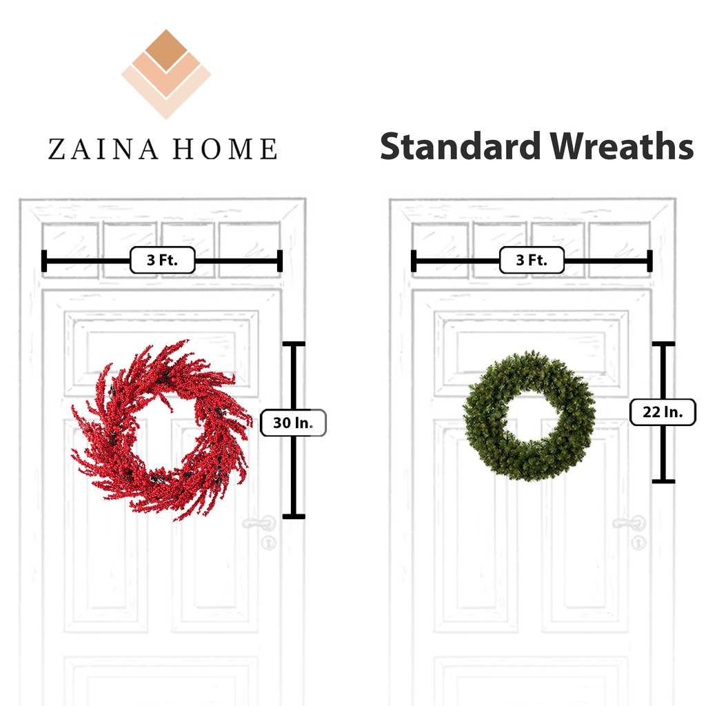 30" Winter Red Berry Holly Wreath