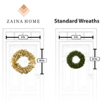 30 inch dripping In gold eucalyptus wreath vs regular wreath size comparison