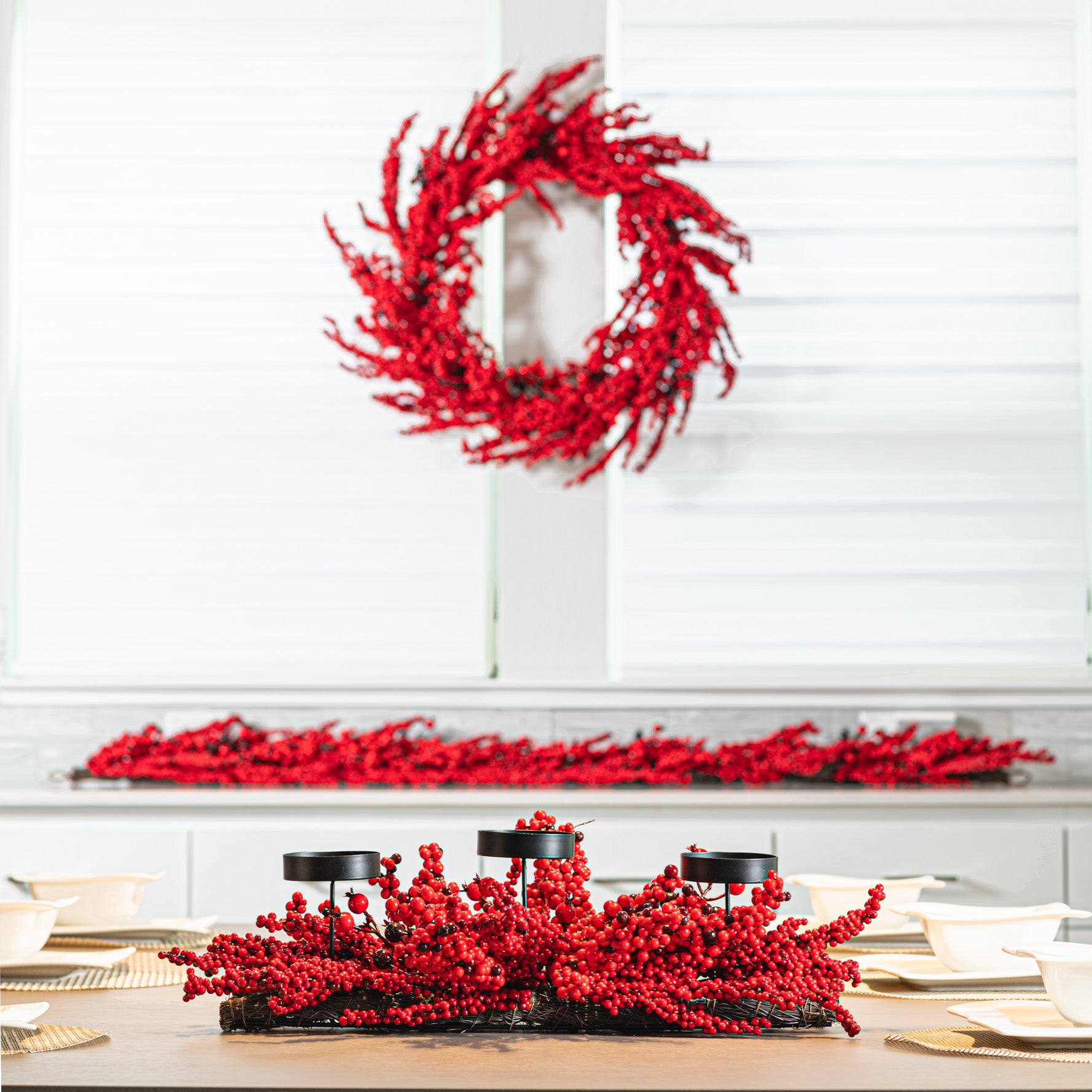 26" Winterberry Holly Centerpiece