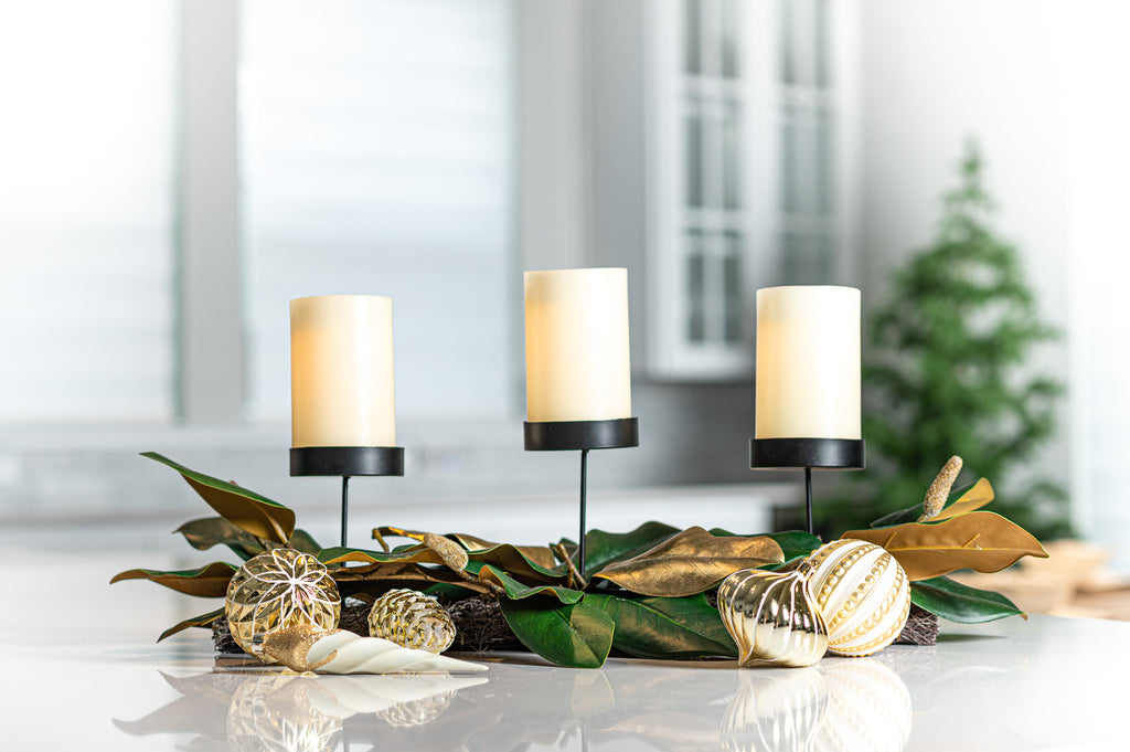 26" Green & Gold Magnolia Centerpiece