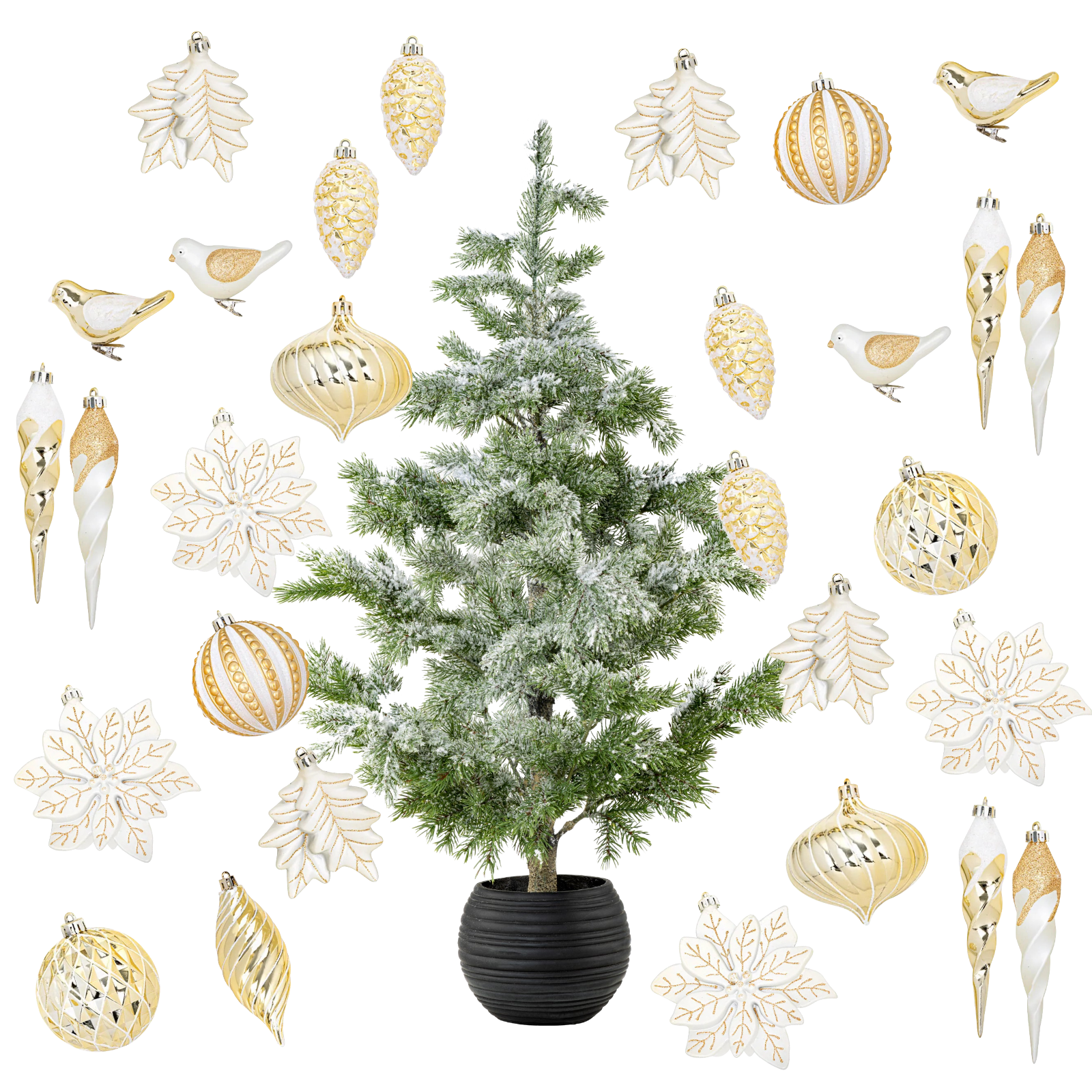 Ornament (50 PCS) & 6ft Dusted Tree Bundle