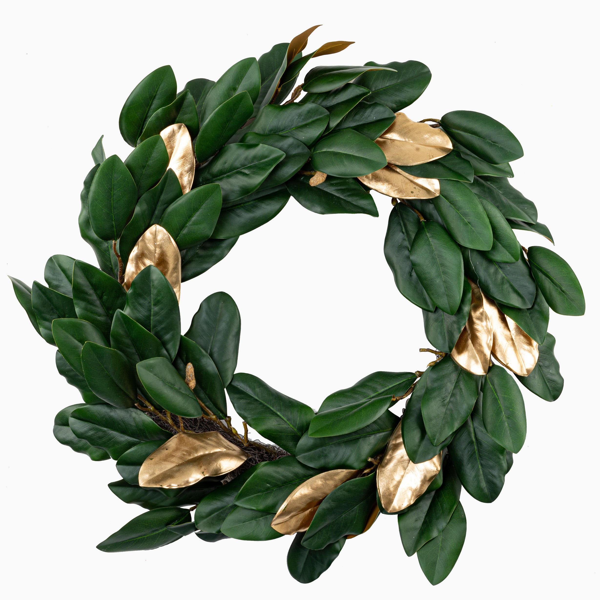 30” Green & Gold Magnolia Wreath