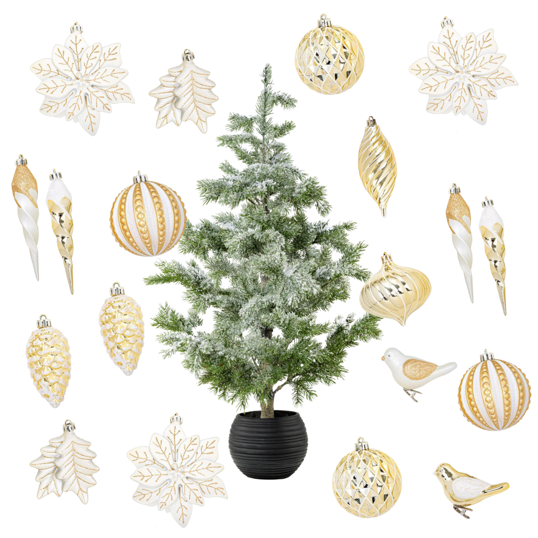 Ornament (30 PCS) & 3ft Dusted Tree Bundle